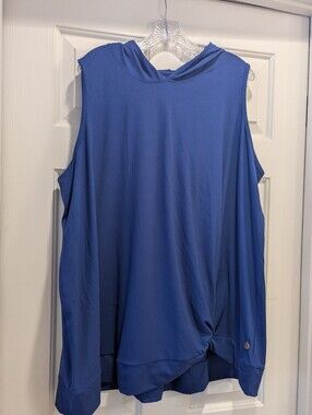 Livi Royal Blue Active Sleeveless Hoodie Blue Gym Shirt Top Sz 26/28 *NWT